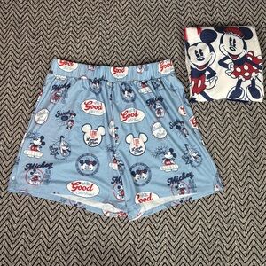 Disney Mickey & Minnie Mouse Blue, Red, White Pajama Shorts and Shirt Set